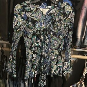 Allison taylor paisley ruffle top small